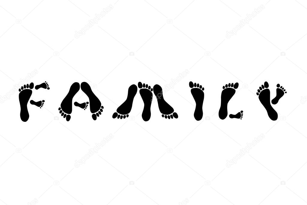 family footprints concept isolated white background vector