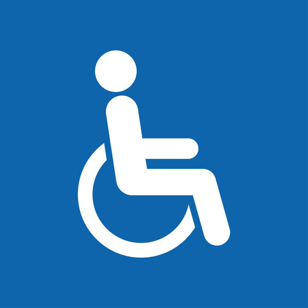 инвалидная коляска значок белый синий фон вектор
