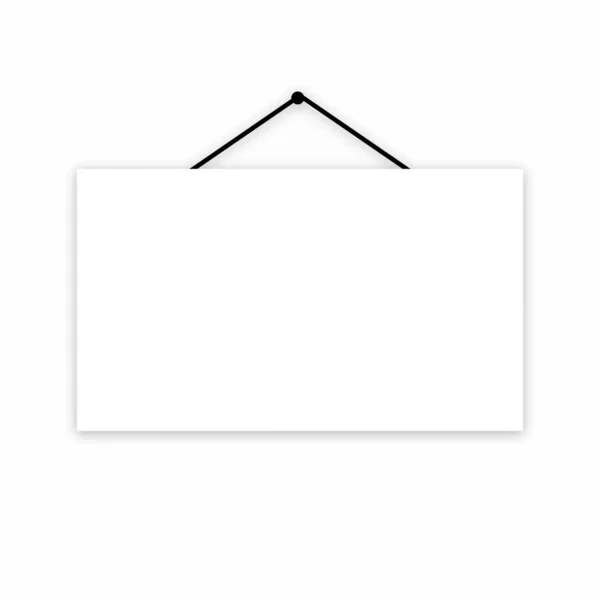 Leere weiße Hängeplatte weißer Hintergrund Vektor — Stockvektor