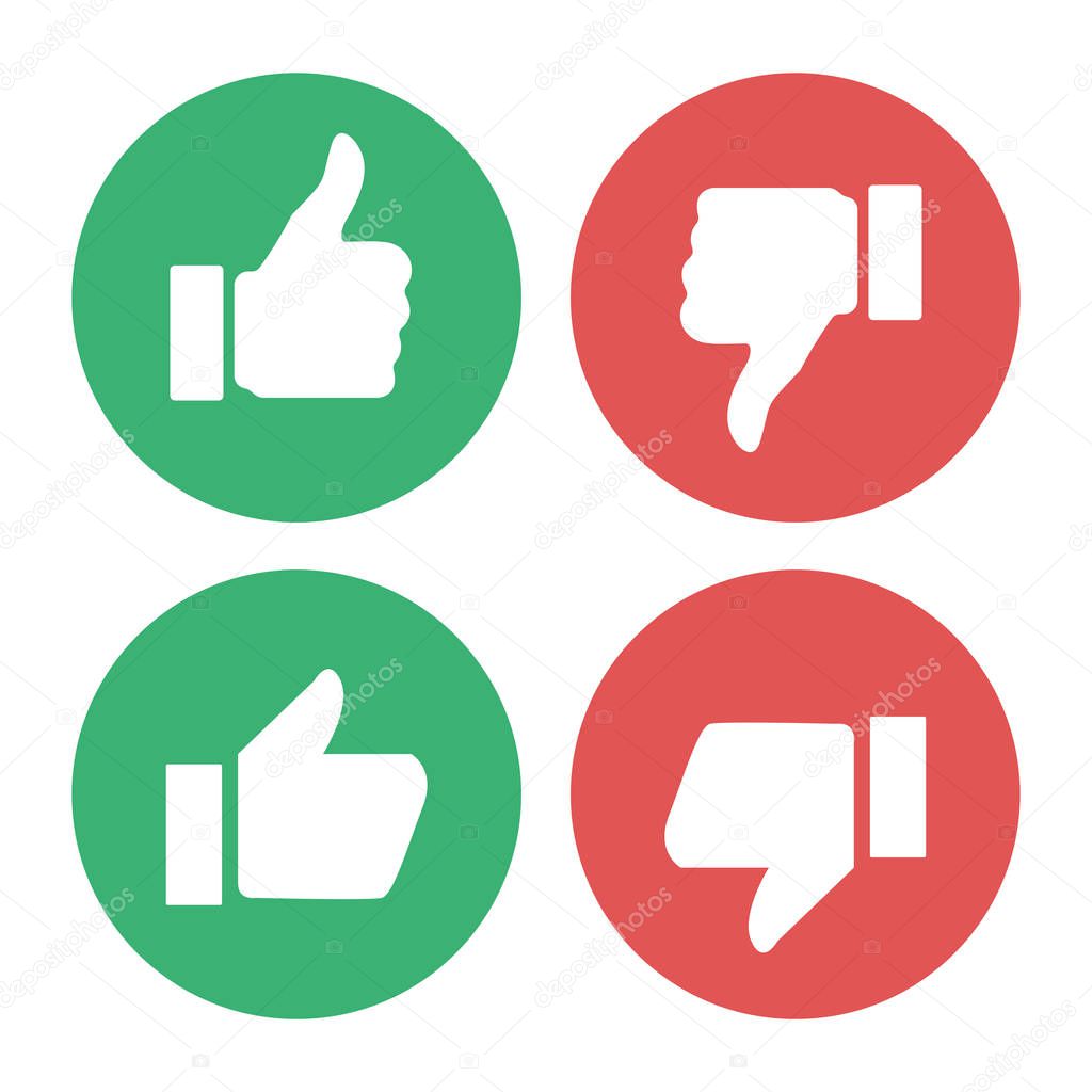 thumb up down like isolated icons vector