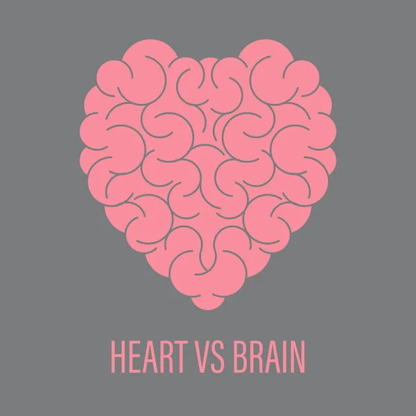 Idea concepto cerebro vs corazón vector aislado — Archivo Imágenes Vectoriales