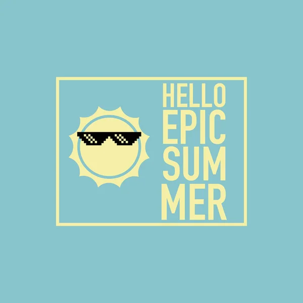 Merhaba destansı yaz güneşi pikseli güneş gözlüğü vektörü — Stok Vektör