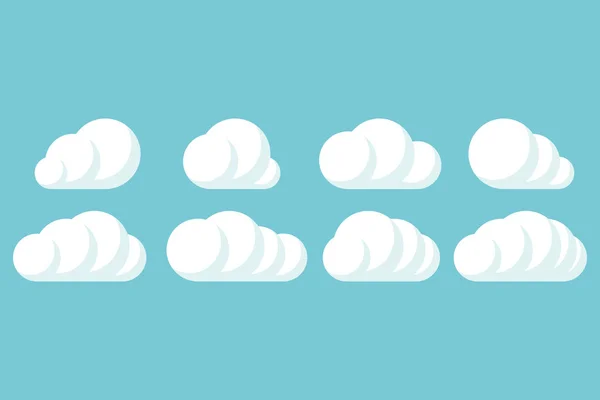 Nuvens criativo conjunto azul fundo isolado vetor — Vetor de Stock