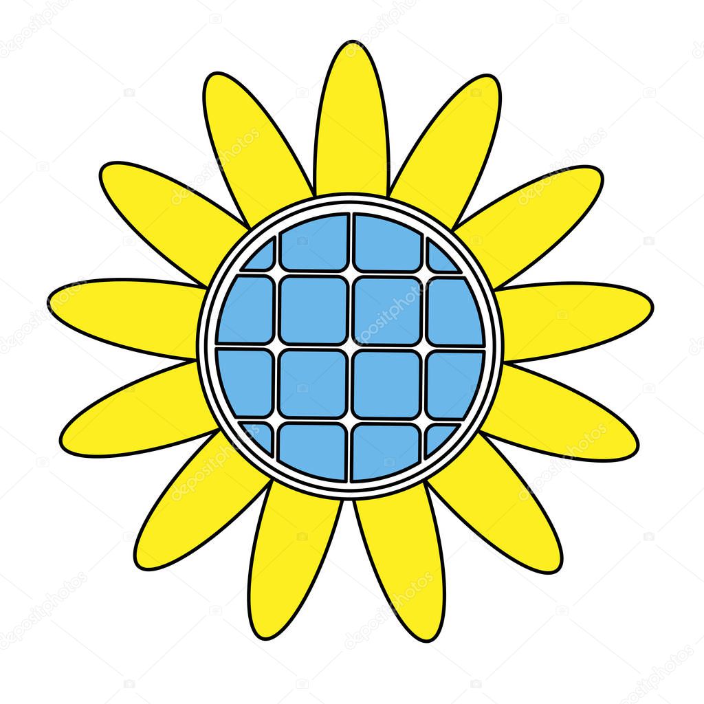 solar battery sunflower concept white background vector