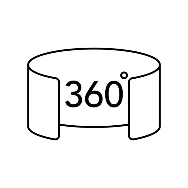 360 Degrés Vue Panoramique Virtuelle Icône Vecteur — Image vectorielle
