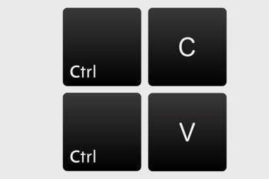 kopyala düğmesi denetimi ctrl c v stok vektör çizimi