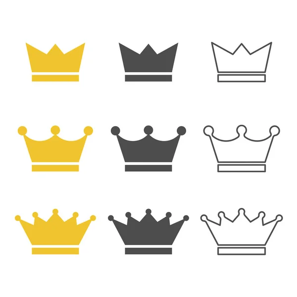 Crown Flat Icon Set Royal Queen Logo Vector — Stock Vector