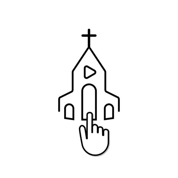 Église Chrétienne Ligne Service Quarantaine Streaming Vidéo Vecteur — Image vectorielle