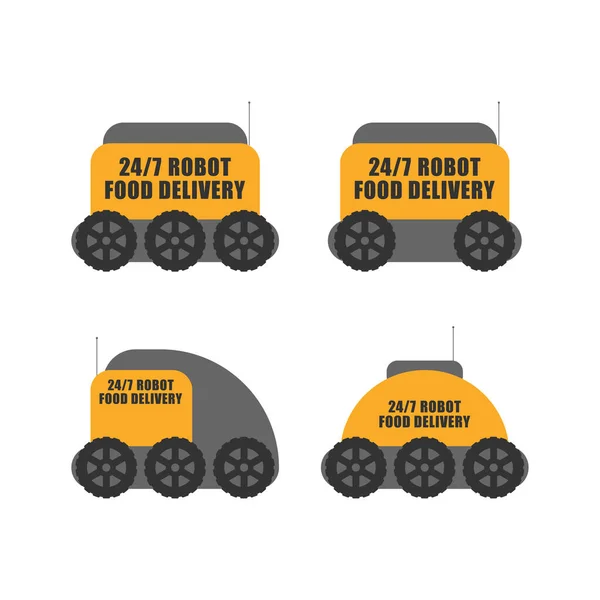 Παράδοση Τροφίμων Ρομπότ Σύγχρονη Τεχνολογία Απευθείας Σύνδεση Διανυσματική Απεικόνιση — Διανυσματικό Αρχείο