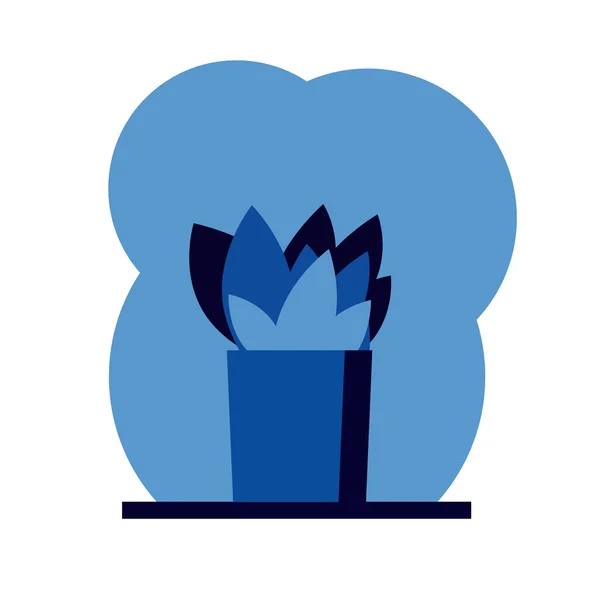 Pot Domácí Modrá Květina Plochý Design Vektorové Ilustrace — Stockový vektor