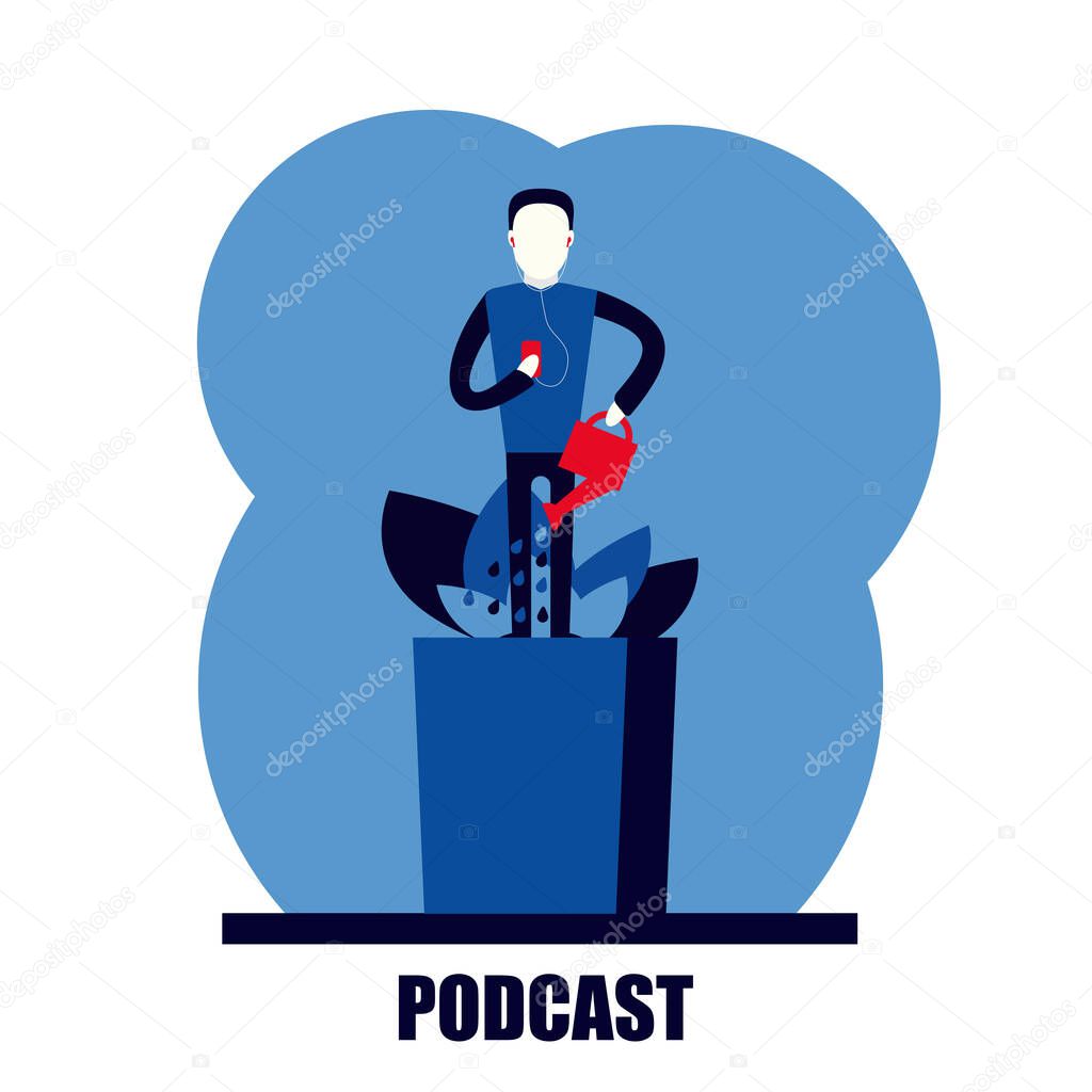 podcast personal self growth development flat vector illustration