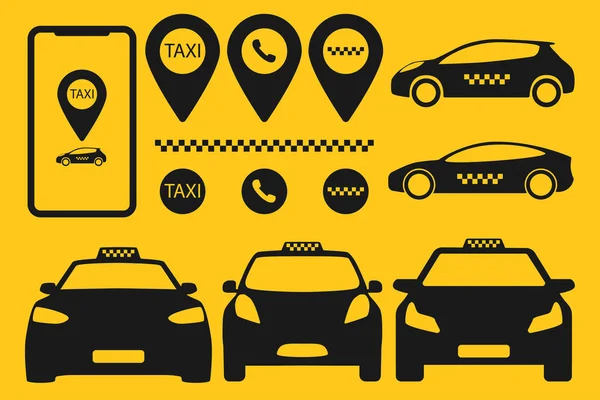 Taxi Car Mobile App Icon Set Vector Illustration — Stock Vector