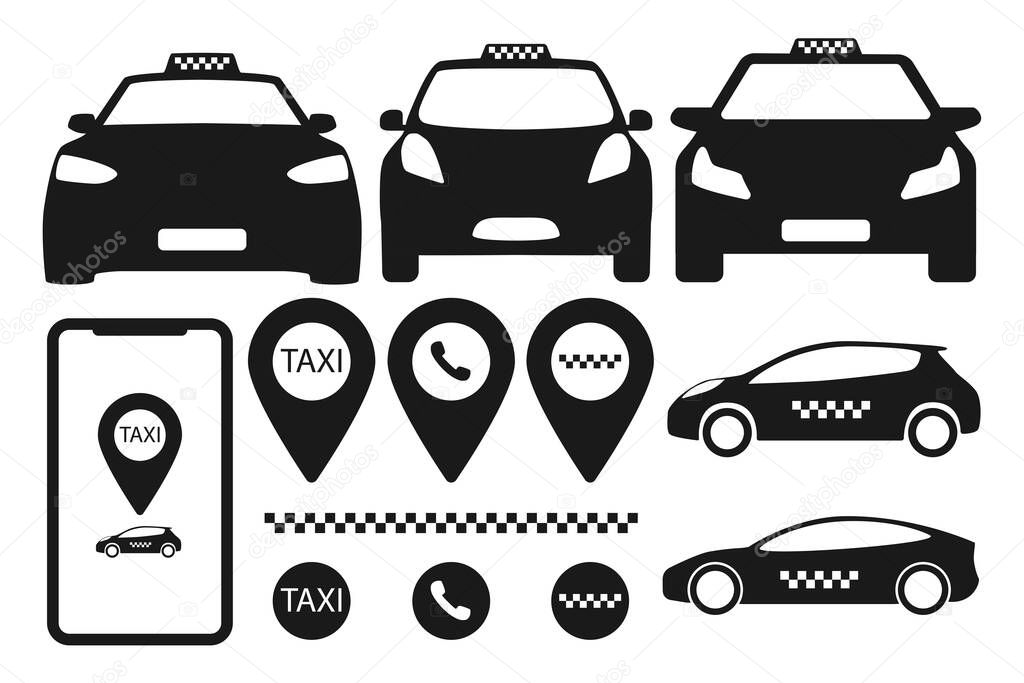 Taxi car mobile app icon set vector illustration