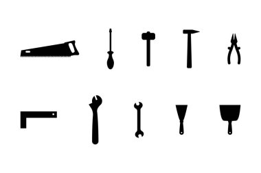 tamir araçları araç kutusu beyaz arkaplan vektör illüstrasyonunu ayarla