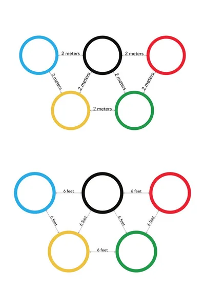 Olympiska Ringar Avstånd Spel Inställd Vektor Illustration — Stock vektor