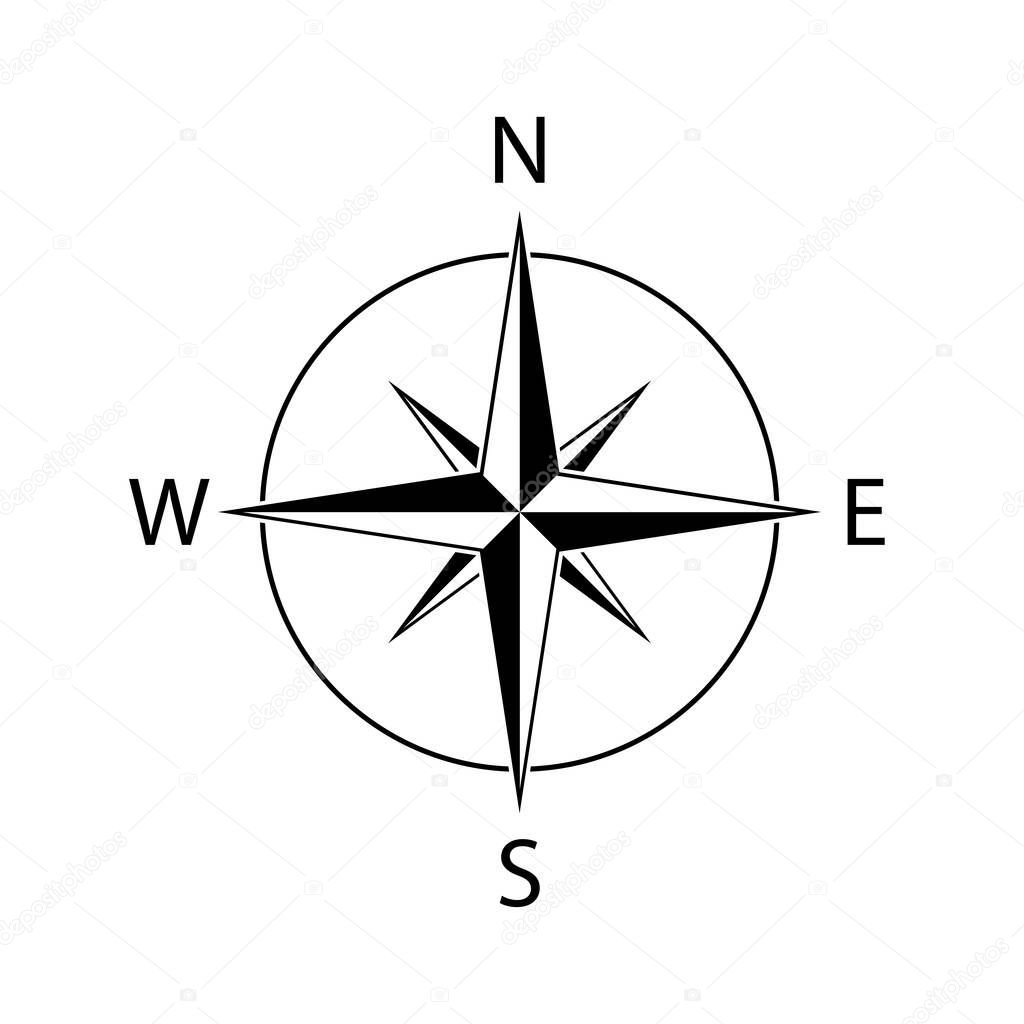 Compass icon wind map north west vector illustration
