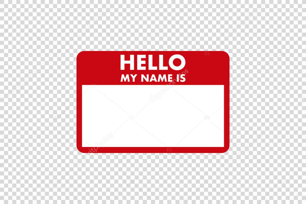 hello my name is sticker tag vector card