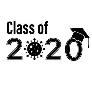 Sınıf 2020 mezuniyet koronavirüs vektörü