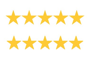 beş sarı yıldız ikonu altın inceleme vektörü 