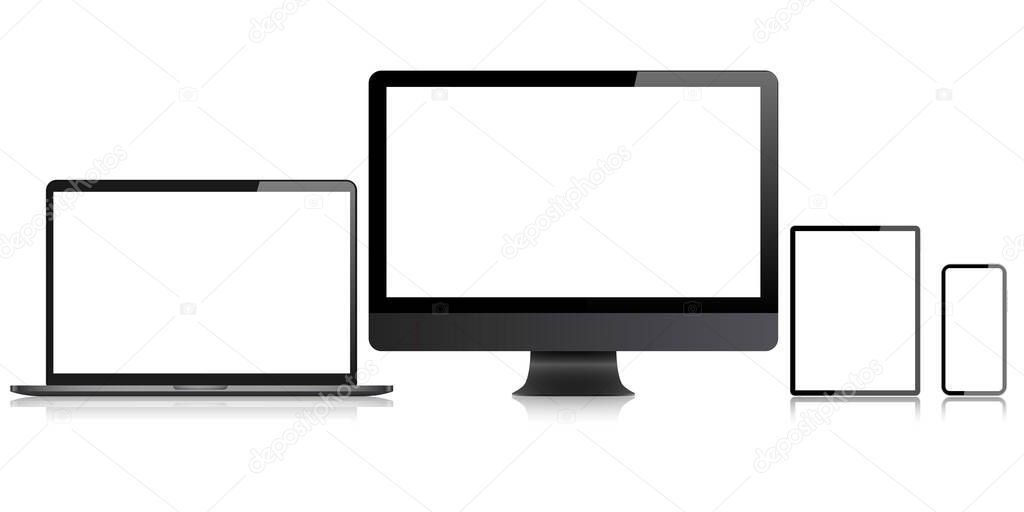 tablet laptop phone computer blank screen vector