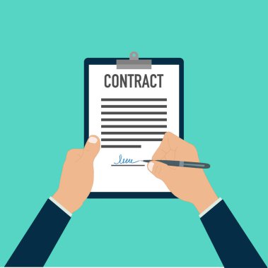 El imzası kağıt belge kalem sözleşmesi kağıt vektörü 