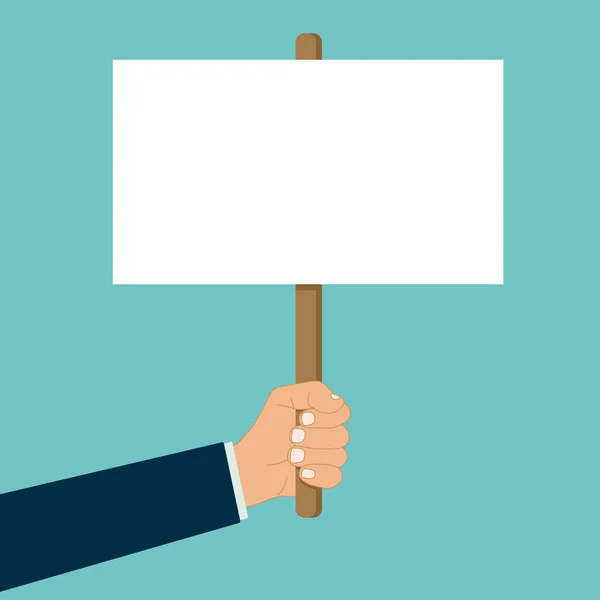 Hand Holds Blank Placard Protest Sign Vector — Stock Vector