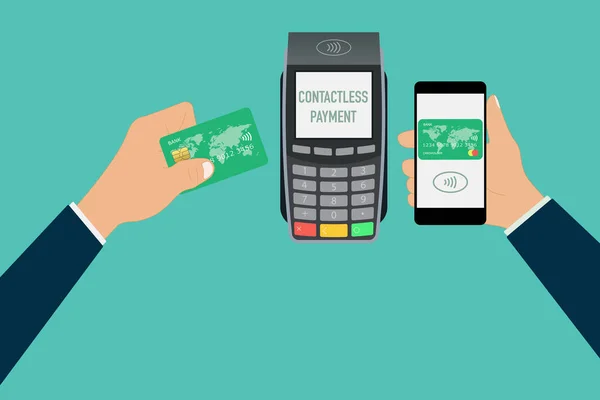 Nfc Tap Card Pagamento Sem Contato Terminal Vetor Ilustração —  Vetores de Stock