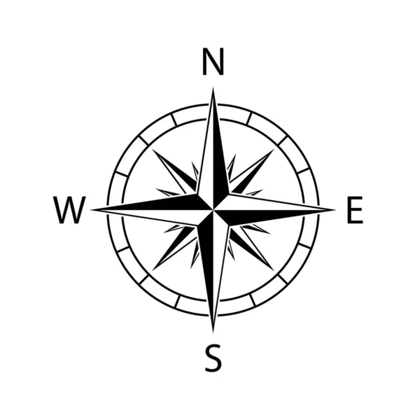 Kompas Ikona Wiatr Mapa Północny Zachód Wektor Ilustracja — Wektor stockowy