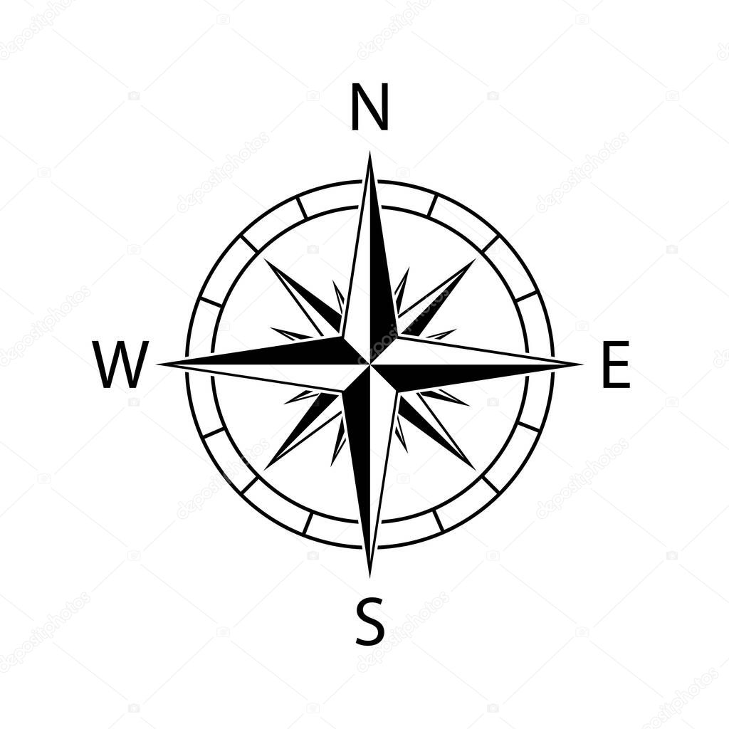Compass icon wind map north west vector illustration