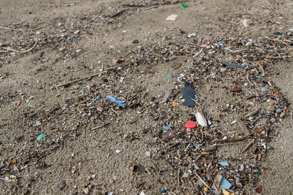Micro plastic sea coast pollution, plastics free ecosystem planet save concept