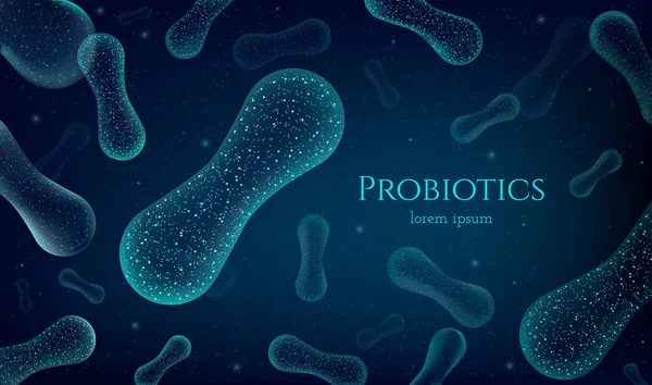 Probiotics Bacteria. Biology, Science background. — Stock Vector