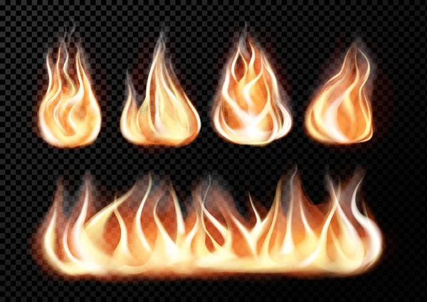 Des flammes de feu réalistes — Image vectorielle
