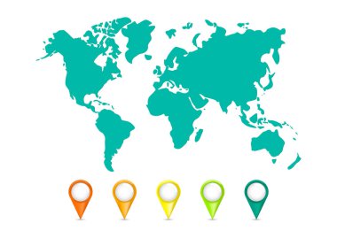 Renk dünya haritası vektör modern.