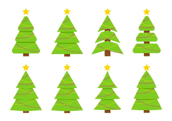 Χειμωνιάτικη συλλογή χριστουγεννιάτικων δέντρων. — Διανυσματικό Αρχείο