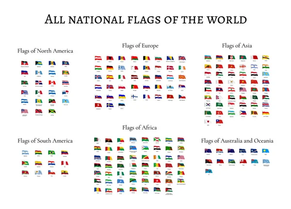 Todas las banderas nacionales oficiales del mundo  . — Vector de stock