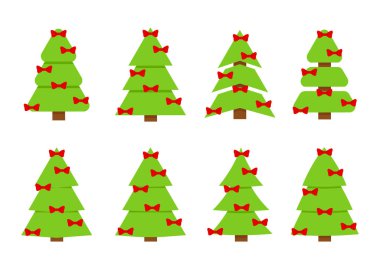 Noel ağaçlarının kış koleksiyonu.