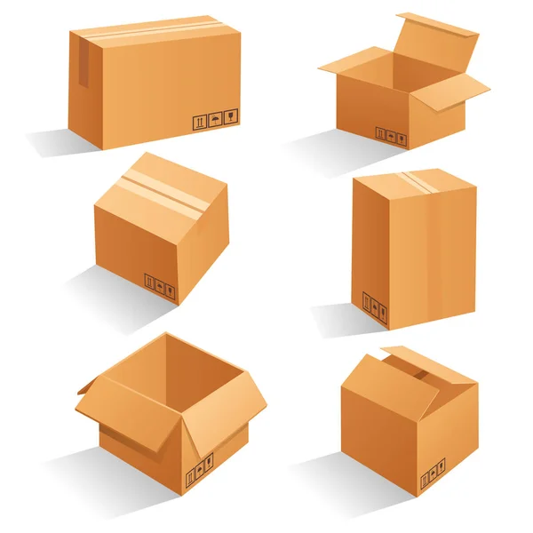 Cardboard box mockup set — Stock Vector