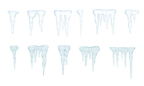 Набор полупрозрачных светло-голубых сосульки — стоковый вектор