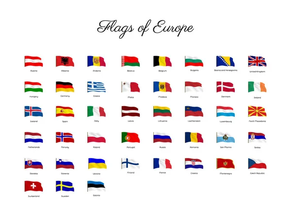 Nationell flagga för europeiska länder. — Stock vektor