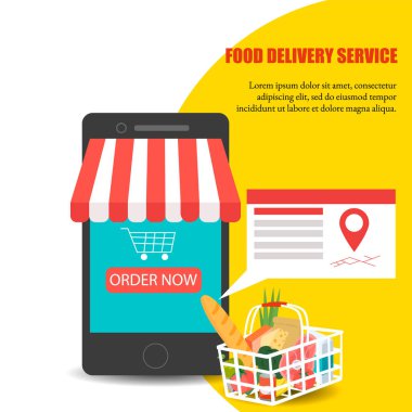 Evde market teslimatı ve akıllı telefon uygulaması.