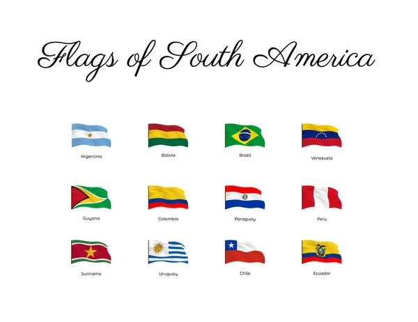 Todas las banderas nacionales ondeando de todo el mundo . — Vector de stock