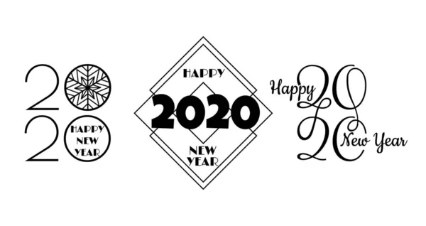 Conjunto de 2020 feliz año nuevo signos . — Vector de stock