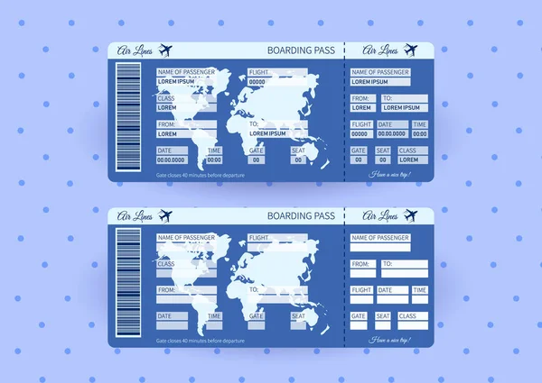 Flugticket. Vorlage für Bordkarten. — Stockvektor