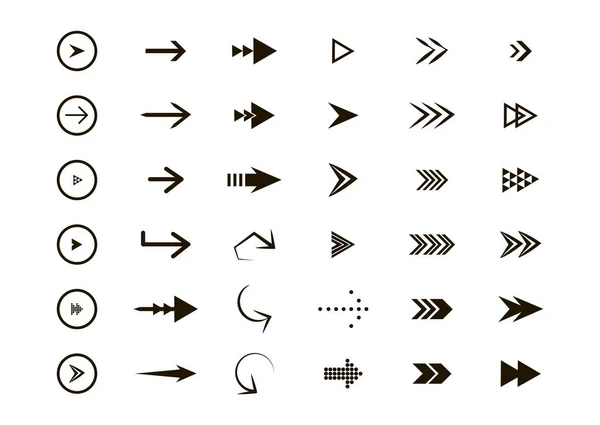 Juego de flechas vectoriales negras. — Archivo Imágenes Vectoriales