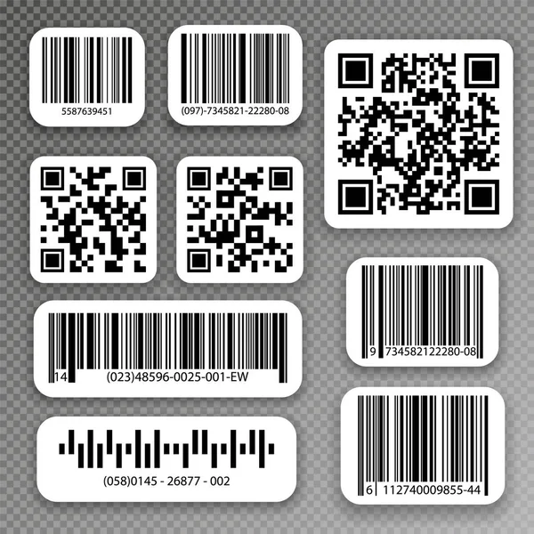 QR-Codes und Barcode-Etiketten. — Stockvektor