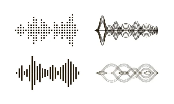 Ondas sonoras negras — Vector de stock