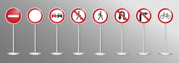Set of road signs isolated. Vector illustration. — Stock Vector