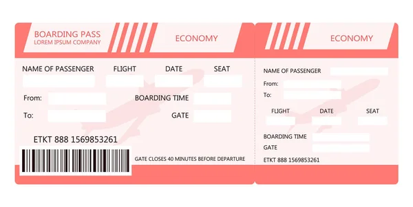 Biglietto aereo. Modello di biglietto d'imbarco . - Vettoriale Stock di  ©KingVector 321547522