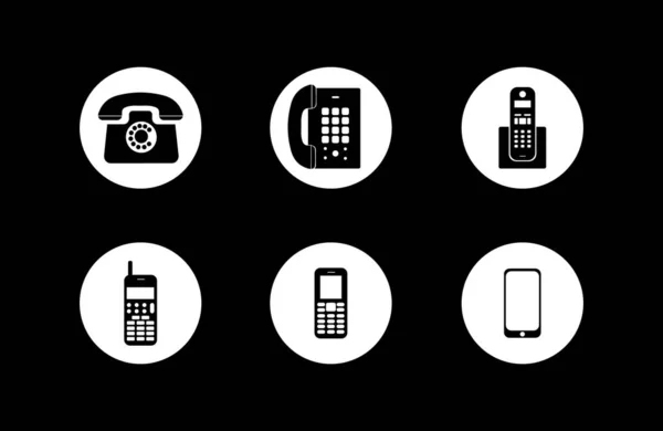 Conjunto de telefone plano e ícone do telefone móvel — Vetor de Stock