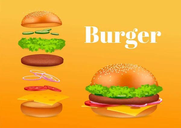 Luxus királyi hamburger. — Stock Vector